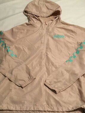 Shreddy Men's Pink/Teal Half Zip Hooded Windbreaker Jacket Thrash Medium